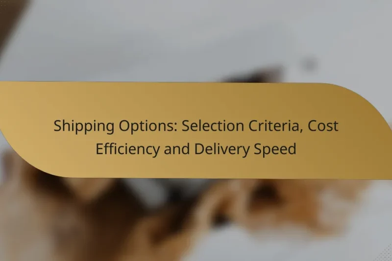 Shipping Options: Selection Criteria, Cost Efficiency and Delivery Speed