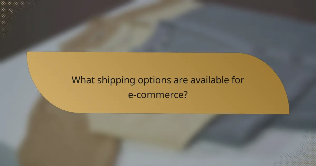 What shipping options are available for e-commerce?